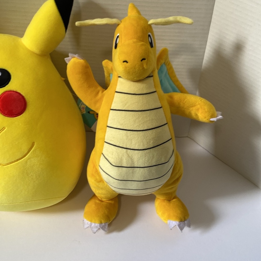 NWT Squishmallow Pokémon Pikachu and used Dragonite Plush - Picture 3 of 4